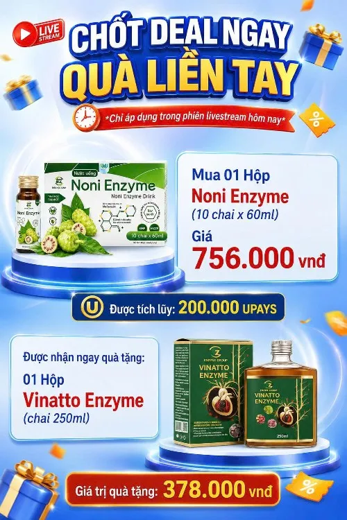 MUA 1 NONI ENZYME TẶNG NGAY 1 VINATTO ENZYME