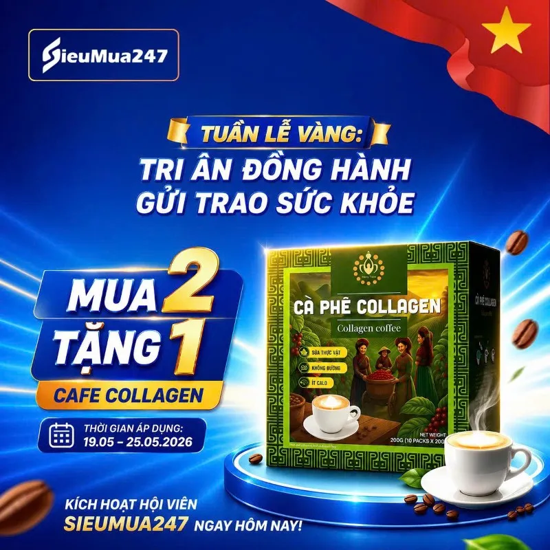 Combo 2 tặng 1 Cà phê collagen hộp 10 gói - 200gr