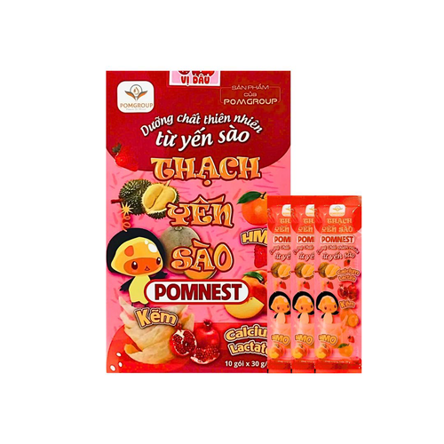 Thạch Yến Sào POMNEST Vị Dâu 30g – Hộp 10 gói