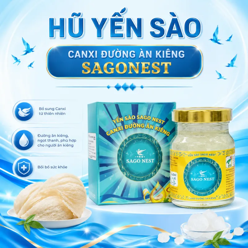 Yến sào SagoNest Canxi Đường  Ăn Kiêng- Hộp 1 Lọ