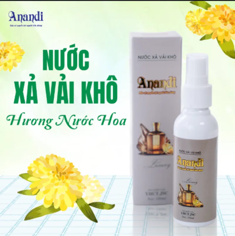 Nước Xả Vải Khô Anandi dạng xịt 100ml, Xịt Thơm Quần Áo, Khử Mùi Hôi Khó Chịu