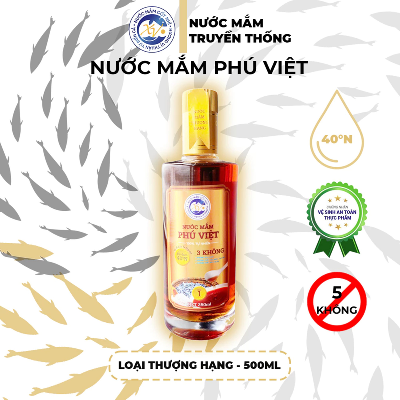 Nước Mắm Cá Cơm Phú Việt  - 40 ĐỘ Chai  500ml