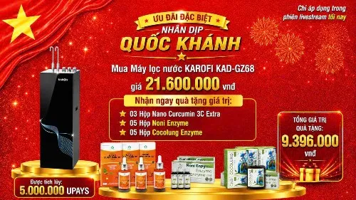 MUA MÁY LỌC NƯỚC KAROFI GZ68 TẶNG NGAY 1 COMBO 9.396.000 VNĐ