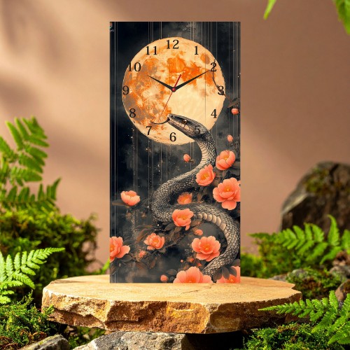 Tranh đồng hồ 12 con giáp kích thước 30x60cm vọng nguyệt (tuổi dần)