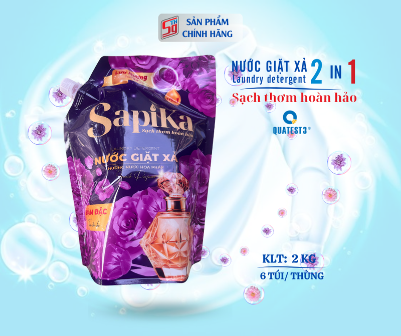 Nước giặt xả SapiKa 2 kg, hương nước hoa Tím