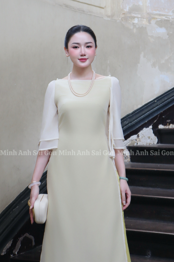ÁO DÀI TƯỞNG VÂN MINH ANH SÀI GÒN 090825 - ÁO DÀI CỔ THUYỀN NHẸ NHÀNG, TRANG NHÃ