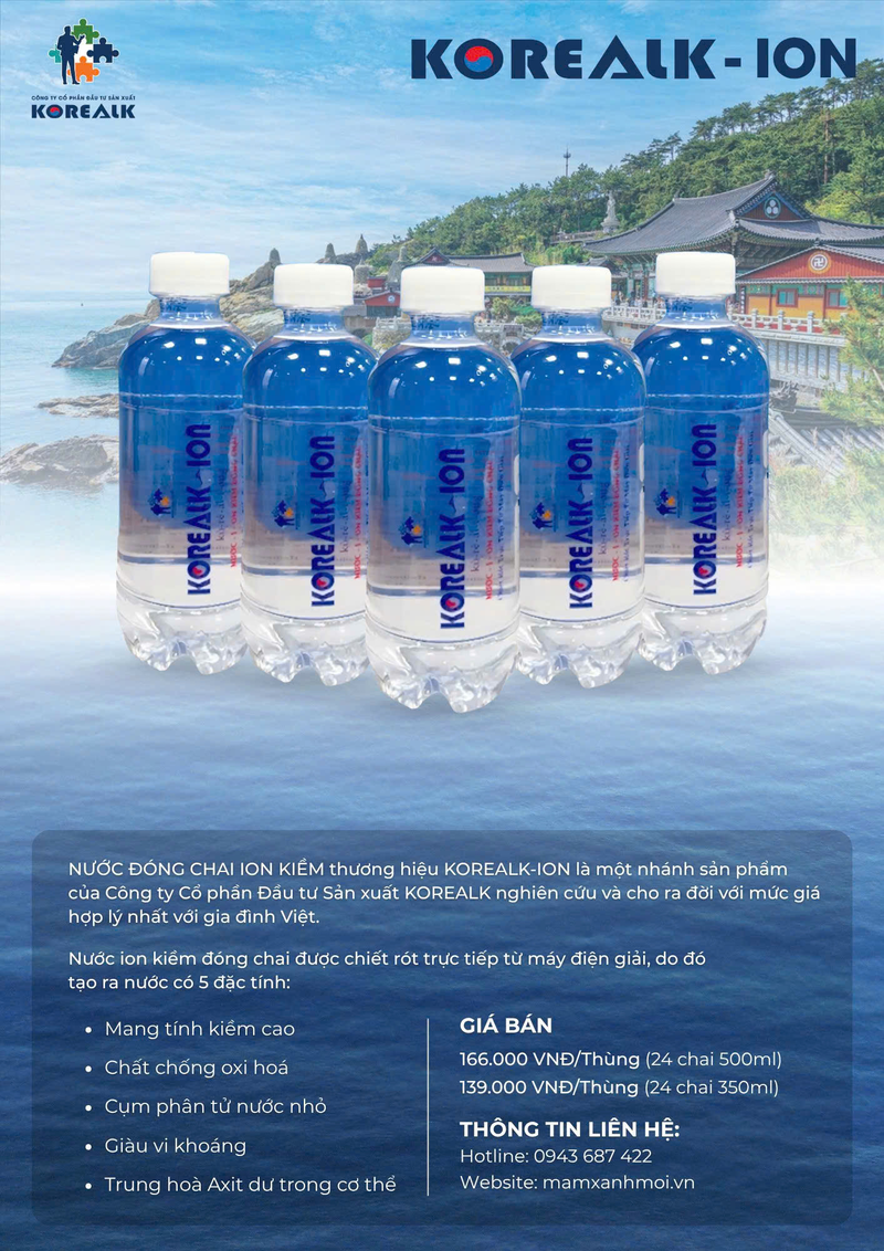 Nước Ion Kiềm Đóng Chai ( chai 500ml ) - Thùng 24