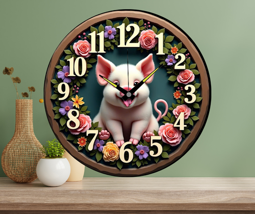 Đồng hồ treo tường trang trí 12 con giáp mẫu dễ thương ( tuổi hợi)