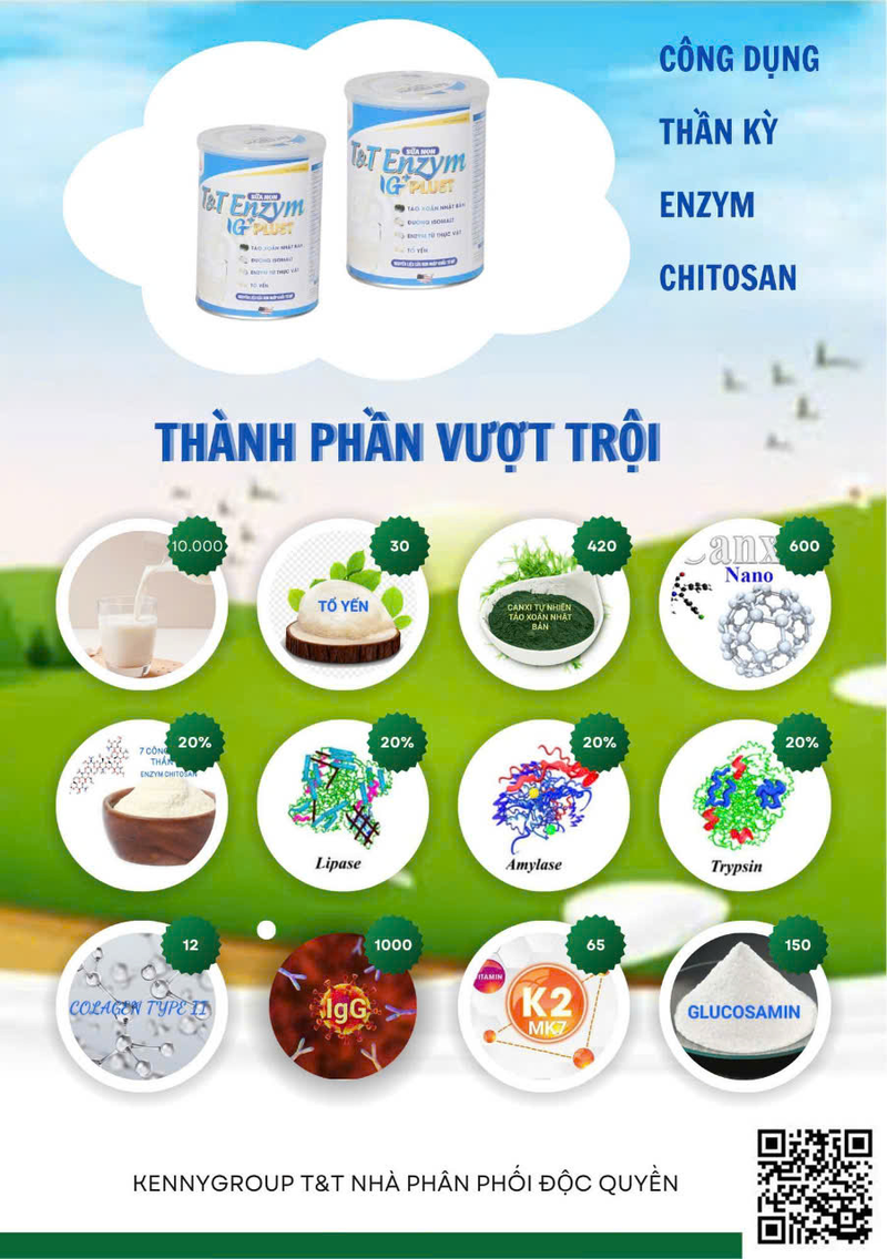 Sữa non T&T enzym Ig+ plust với CT độc quyền kiềm hóa PH= 7.0> 8.0 giúp cơ thể cân = axit