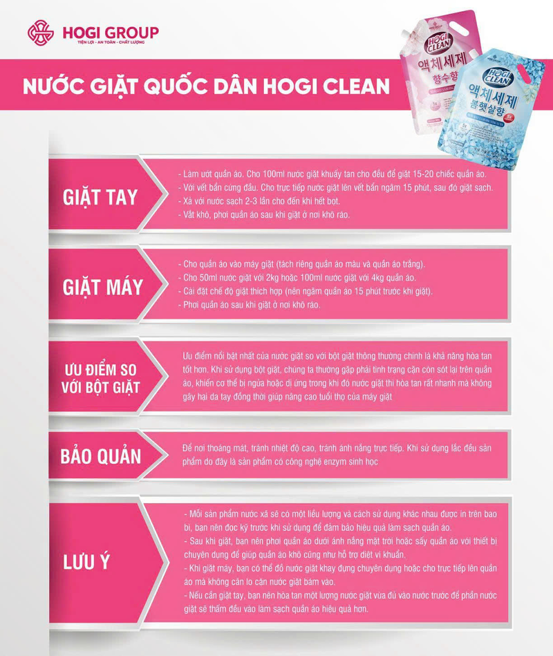 NƯỚC GIẶT XẢ HOGI CLEAN 3800G HƯƠNG NƯỚC HOA ( THÙNG 2 TÚI)