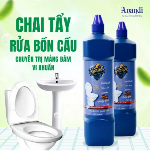 Nước Tẩy Bồn Cầu Anandi - Chai 960ml diệt khuẩn - Tiện lợi, đa năng, Sạch Bóng Mọi Vết Ố