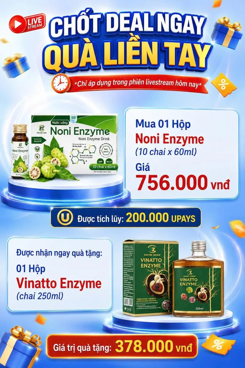 MUA 1 NONI ENZYME TẶNG NGAY 1 VINATTO ENZYME