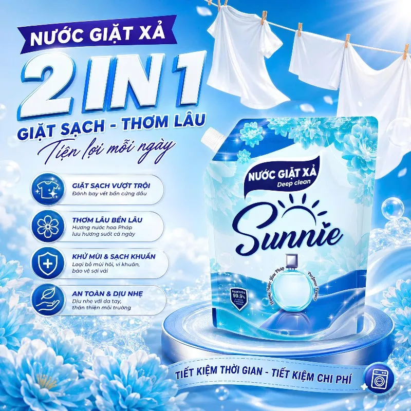[ĐẶT TRƯỚC ] FREESHIP TỐI ĐA 1 TRIỆU- COMBO 38 THÙNG NƯỚC GIẶT XẢ SUNNIE DEEP CLEAN 2IN1 ( 3,4 KG) - GIAO HÀNG TỪ NGÀY 15-07