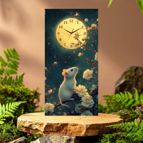 Tranh đồng hồ 12 con giáp kích thước 30x60cm vọng nguyệt (tuổi dần)