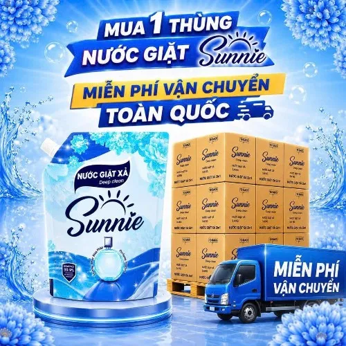 MUA 1 THÙNG NƯỚC GIẶT XẢ SUNNIE  3,4 KG MIỄN PHÍ VẬN CHUYỂN