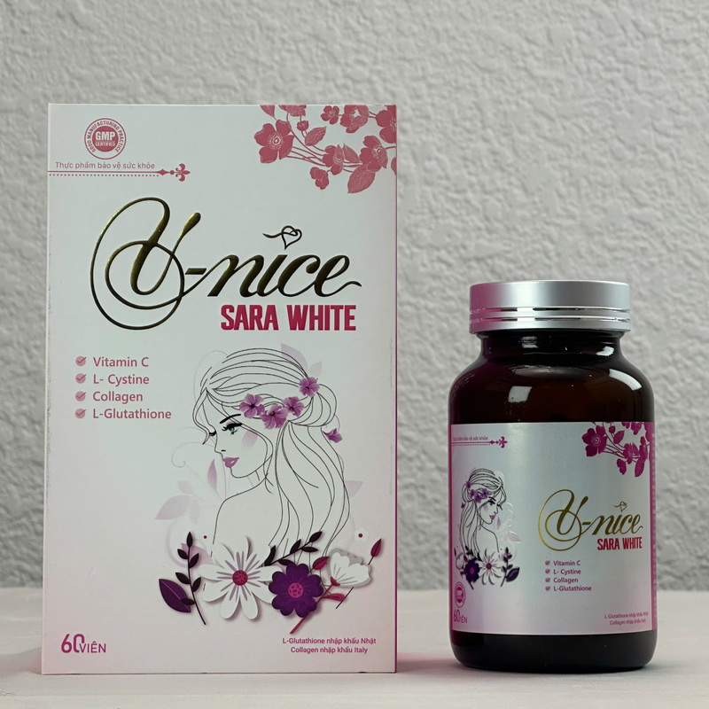 Viên Uống Đẹp Da V-Nice Sara White Giúp Da Bóng Khỏe Đẹp