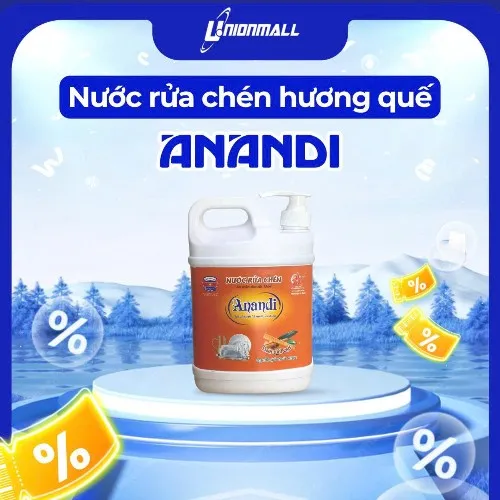 Nước rửa chén bát Anandi can 1300ml gốc tự nhiên, hương quế
