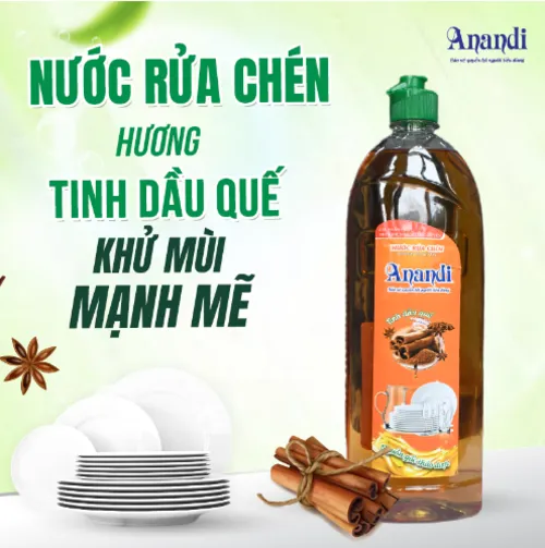Nước rửa chén bát ANANDI dung tích 750ml -  An toàn cho da hương Quế