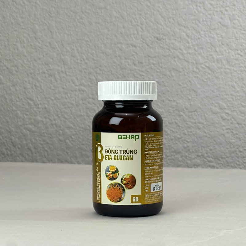 Đông Trùng Beta Glucan. Lọ 60 Viên. Tuyệt Phẩm Cho Sức Khỏe Toàn Diện