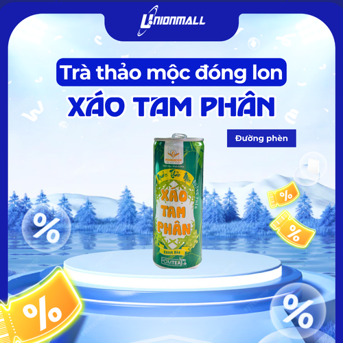 Trà Thảo mộc Xáo Tam Phân Khánh Hòa Pomtea – Đường phèn Lon 240ml - Lốc 6 lon