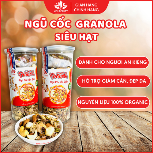 Granola siêu hạt ăn kiêng tổng hợp 10 vị hỗ trợ giảm cân hộp 500g, Hạt ngũ cốc dinh dưỡng cho dân tập gym