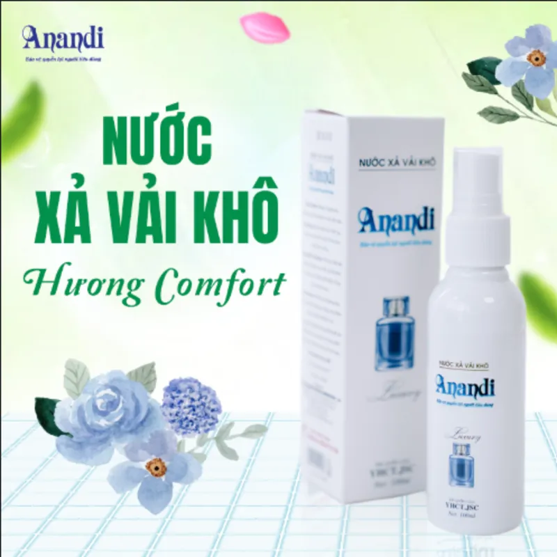 Nước Xả Vải Khô Anandi dạng xịt 100ml, Xịt Thơm Quần Áo, Khử Mùi Hôi Khó Chịu