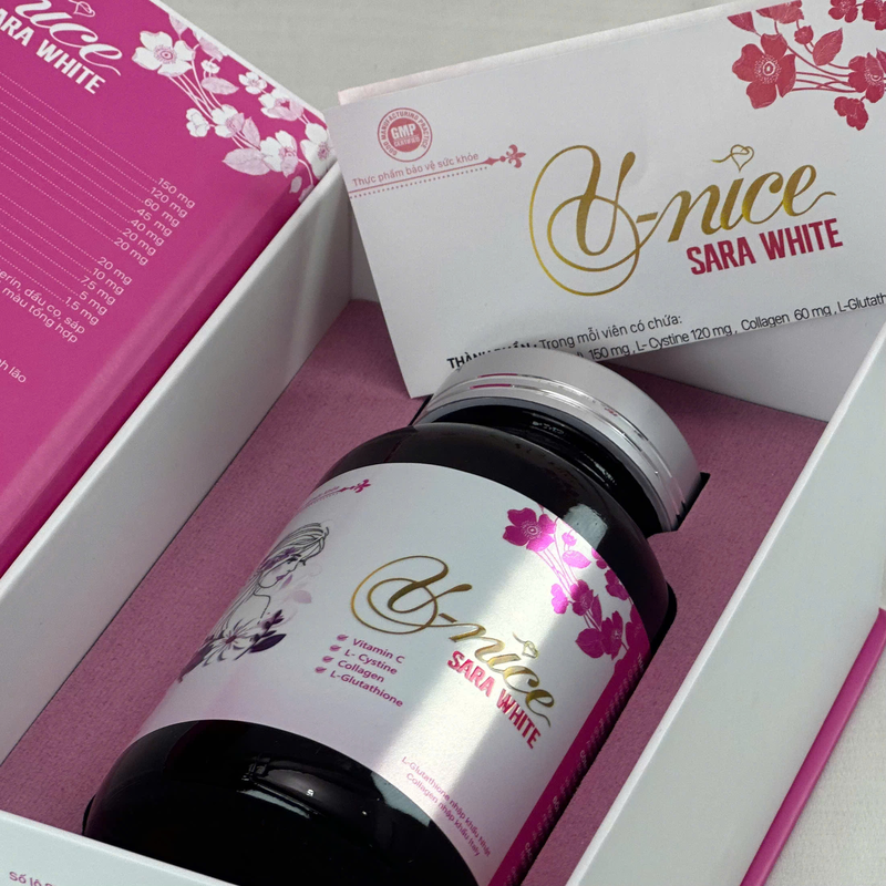 Viên Uống Đẹp Da V-Nice Sara White Giúp Da Bóng Khỏe Đẹp