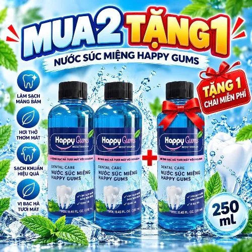 Mua 2 tặng 1 ( Nước Xúc Miệng Happy Gums chai 250ml  )