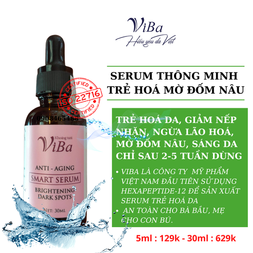 SERUM TRẺ HOÁ THÔNG MINH VIBA VỚI HEXA PEPTIDE- 12 GIÚP SÁNG DA, NGỪA LÃO HOÁ 30ML