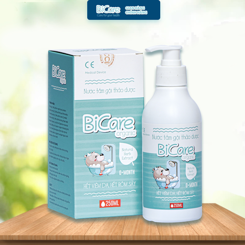 Sữa Tắm Gội Thảo Dược BiCare Organic 250ml Trị Viêm Da, Rôm Sảy Trẻ Sơ Sinh