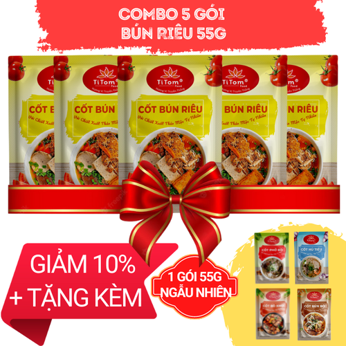 COMBO 5 CỐT BÚN RIÊU 55 TẶNG 1 CỐT 55g NGẪU NHIÊN