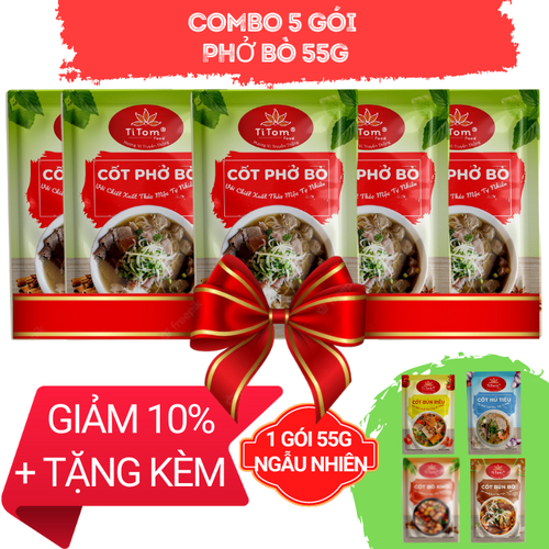 COMBO 5 CỐT PHỞ BÒ 55 TẶNG 1 CỐT 55g NGẪU NHIÊN