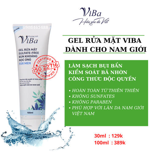 GEL RỬA MẶT FOR MEN 100ML VIBA GIÚP LÀM SẠCH SÂU, GIẢM DẦU, NGỪA MỤN