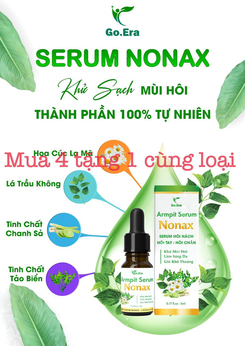 Combo 4 chai Serum Nonax Khử Mùi Hôi Tay, Hôi Chân, Hôi Nách  5ml- tặng kèm 1 sản phầm cùng loại