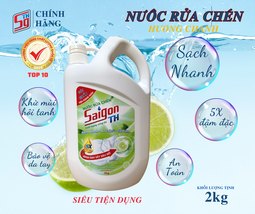 Nước rửa chén Saigon TH 2kg hương Chanh