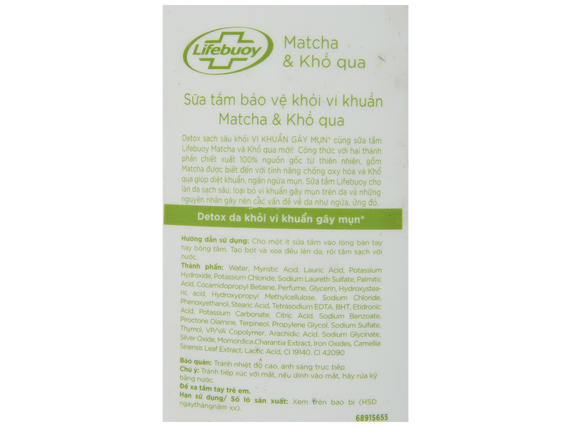 Sữa tắm detox bảo vệ khỏi vi khuẩn Lifebuoy matcha và khổ qua 782ml