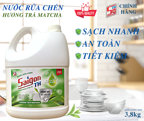 Nước rửa chén Saigon TH 3.8kg hương trà Matcha