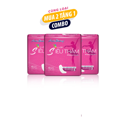 Combo 2 tặng 1 - Băng vệ sinh  Ánh Dương NANO BẠC không cánh