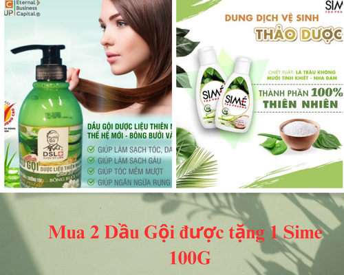 Combo 2 Chai DẦU GỘI DƯỢC LIỆU THIÊN NHIÊN THẾ HỆ MỚI – BÔNG BƯỞI VÀNG – 500g Tặng 1 chai dung dịch vệ sinh phụ nữ SIME 100G