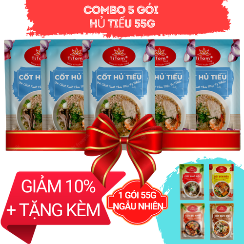 COMBO 5 CỐT HỦ TIẾU 55g TẶNG 1 CỐT 55g NGẪU NHIÊN