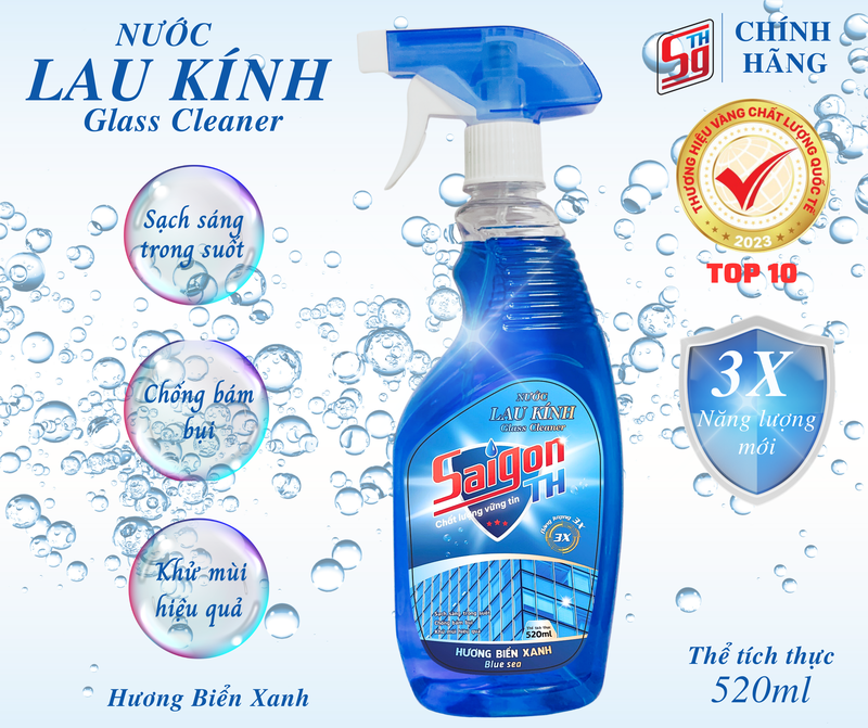 Nước lau kính Saigon TH 520ml hương Biển Xanh