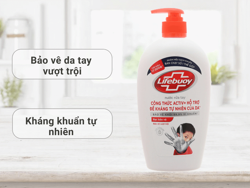 Nước rửa tay Lifebuoy bạc bảo vệ chai 444ml