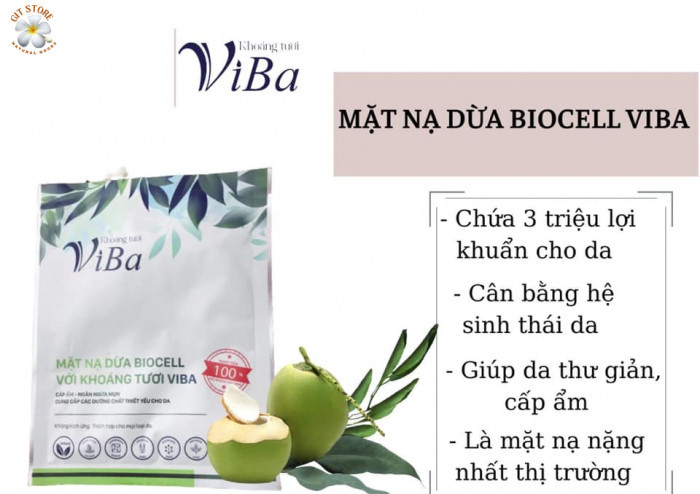 Combo 3 mặt nạ dừa Biocell VIBA dưỡng ẩm, dưỡng da, cấp ẩm, giảm mụn, giúp sáng da - Shop Chiêu
