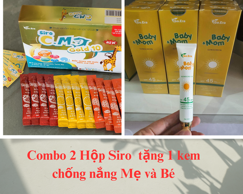 Combo 2 hộp Siro CM Gold 10 tặng kèm kem chống nắng hữu cơ dành cho mẹ và bé