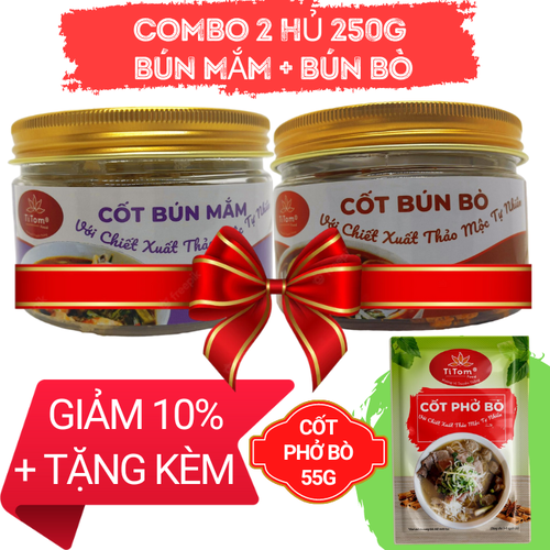 COMBO 2 CÔT 250g BÚN MẮM + BÚN BÒ TĂNG CỐT PHỞ BÒ 55g