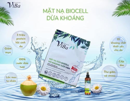 Mặt nạ dừa Biocell với khoáng tươi VIBA dưỡng ẩm, dưỡng da, cấp ẩm, giảm mụn, giúp sáng da