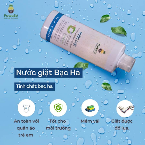 Nước giặt hữu cơ Fuwa3e chuyên giặt lụa hương bạc hà 500ml an toàn cho bé