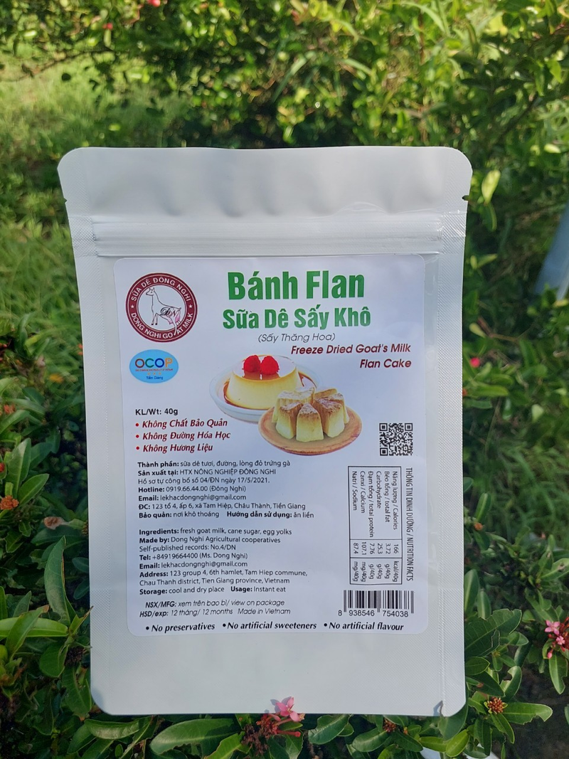 Bánh Flan sữa dê sấy thăng hoa