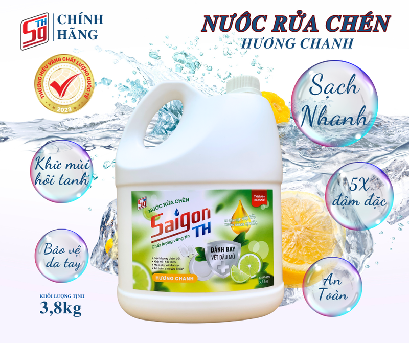 Nước rửa chén Saigon TH 3.8kg hương Chanh