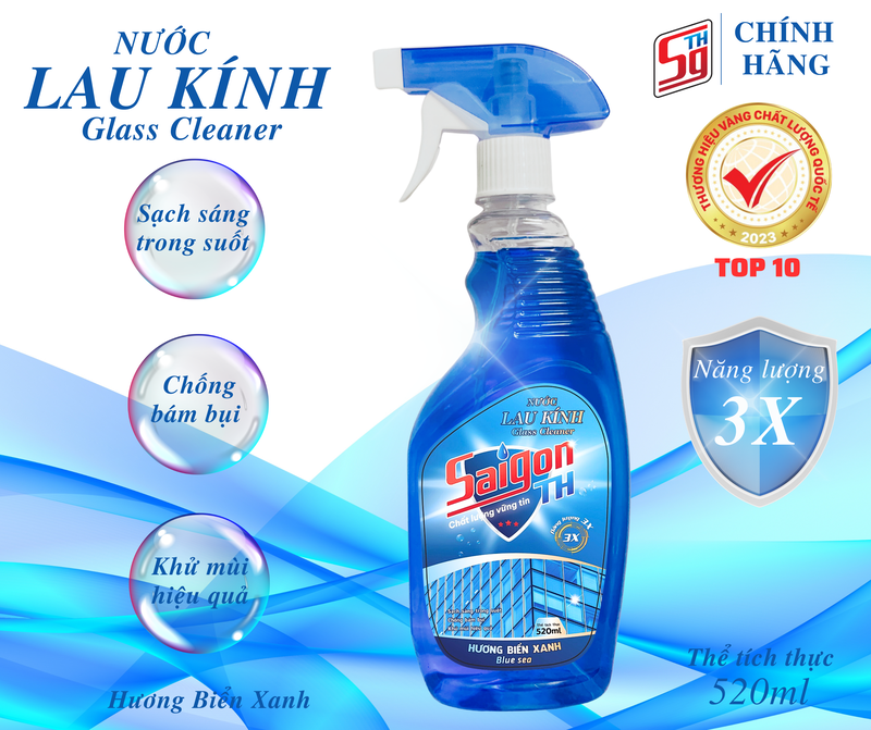 Nước lau kính Saigon TH 520ml hương Biển Xanh